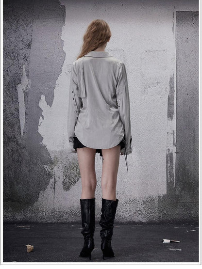 FULLTIDE Deconstructed Punk Square Collar Batwing Slimming Women&