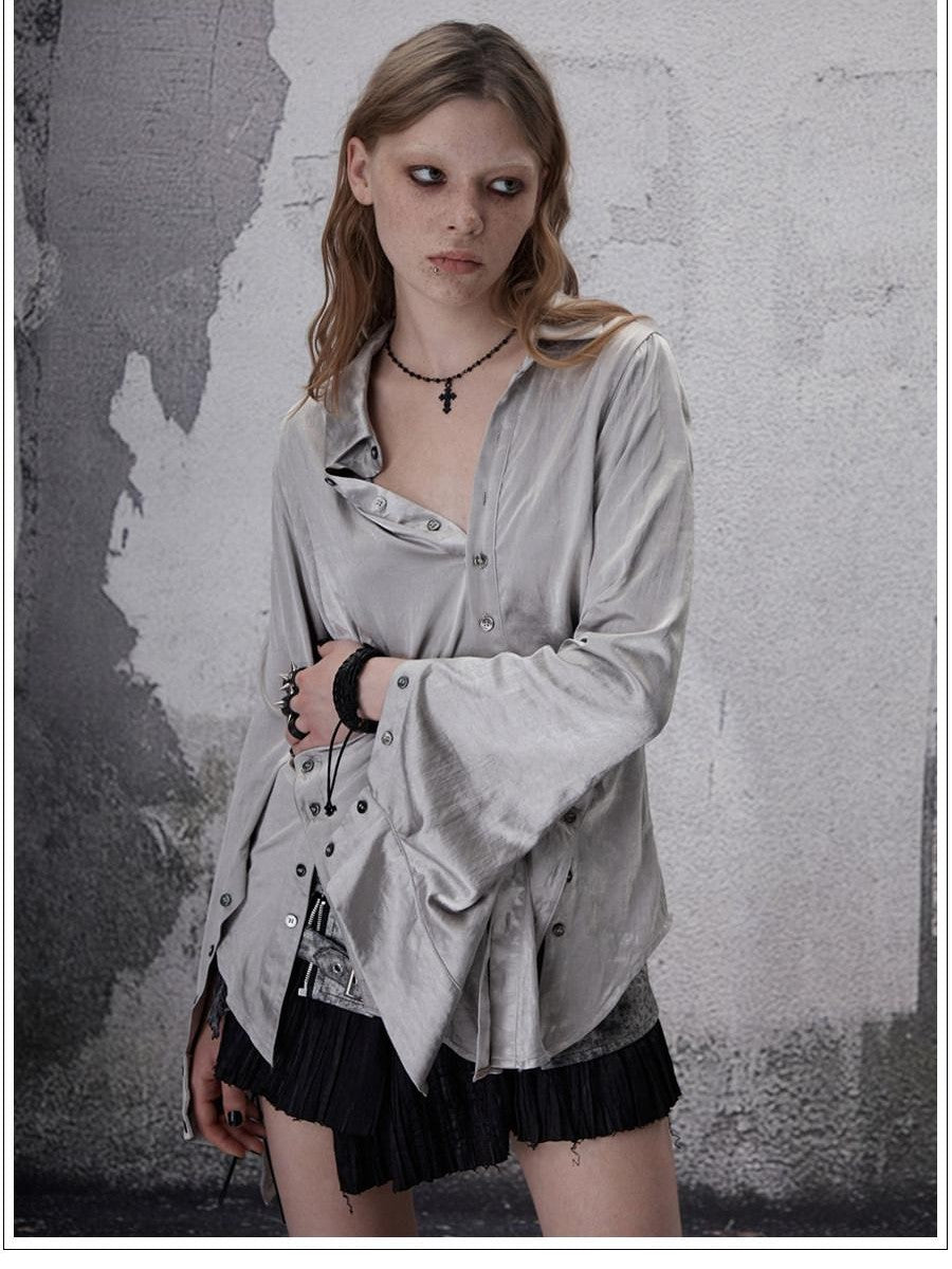 FULLTIDE Deconstructed Punk Square Collar Batwing Slimming Women&
