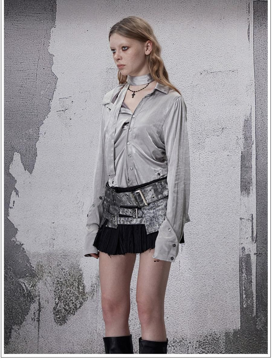 FULLTIDE Deconstructed Punk Square Collar Batwing Slimming Women&