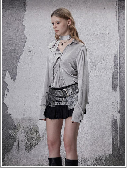 FULLTIDE Deconstructed Punk Square Collar Batwing Slimming Women&