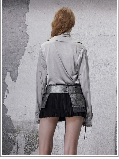 FULLTIDE Deconstructed Punk Square Collar Batwing Slimming Women&