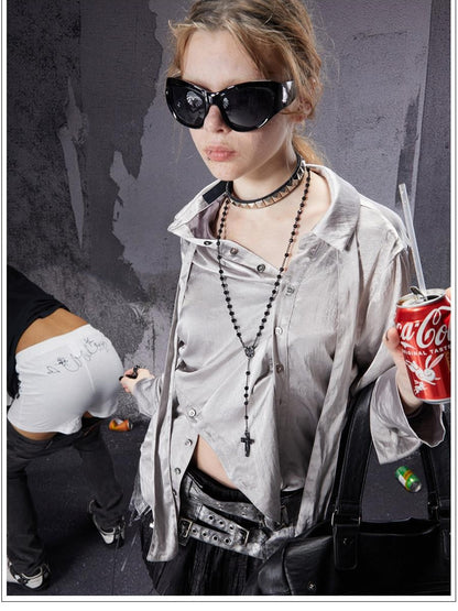 FULLTIDE Deconstructed Punk Square Collar Batwing Slimming Women&