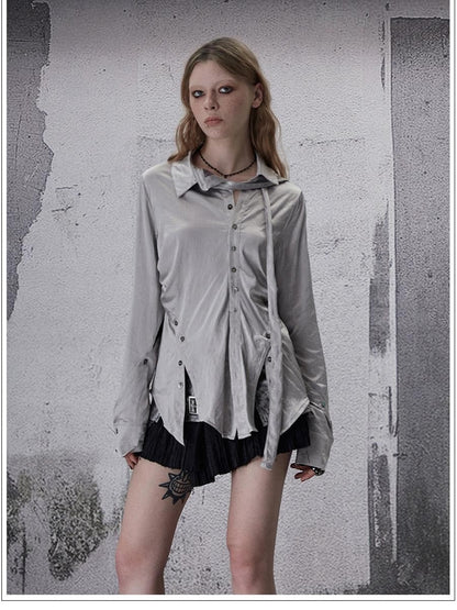 FULLTIDE Deconstructed Punk Square Collar Batwing Slimming Women&