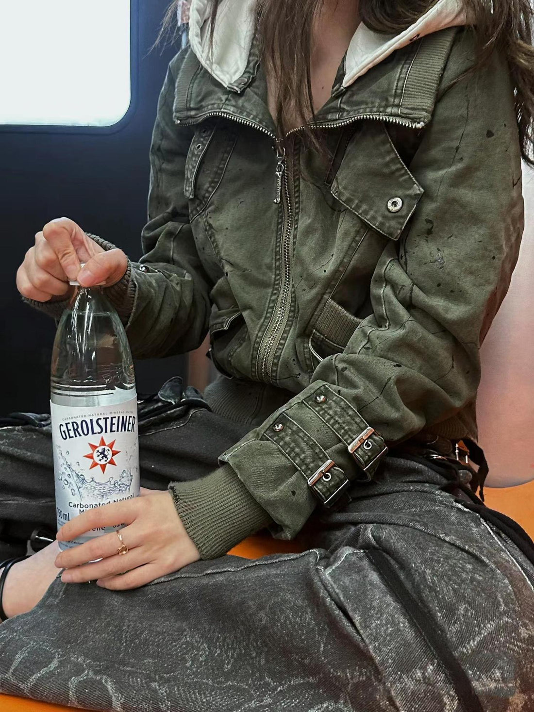 FULLTIDE Detachable Hood Cotton Denim Loose Fit Street Style Women Khaki Olive Jacket