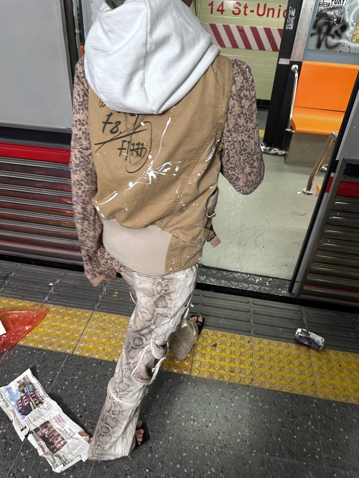 FULLTIDE Detachable Hood Cotton Denim Loose Fit Street Style Women Khaki Olive Jacket