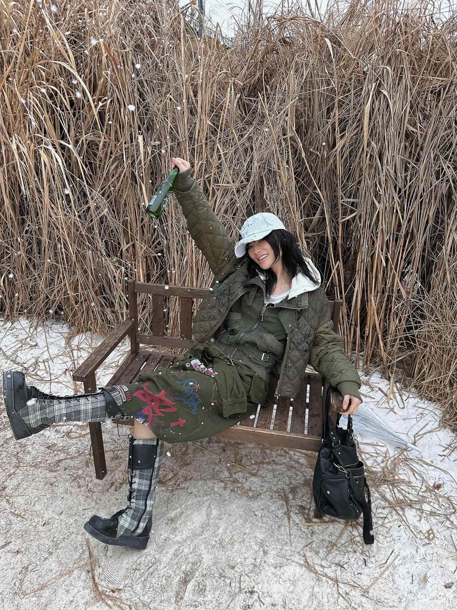 FULLTIDE Detachable Hood Cotton Denim Loose Fit Street Style Women Khaki Olive Jacket