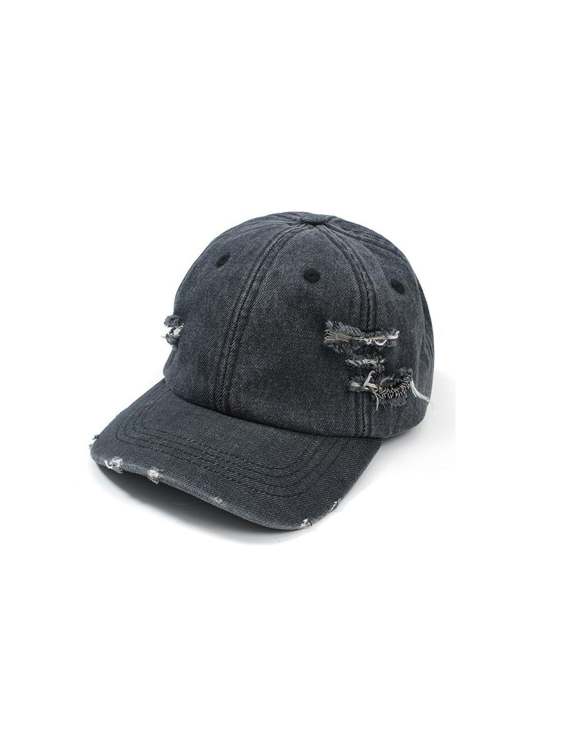 FULLTIDE Distressed Cotton Denim Casual Wide Brim Unisex Street Grey Blue Plaid Hat