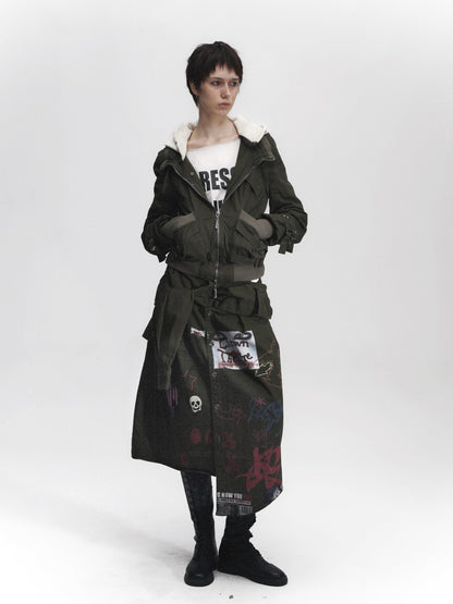 FULLTIDE Distressed Irregular Graffiti Print Punk Women&