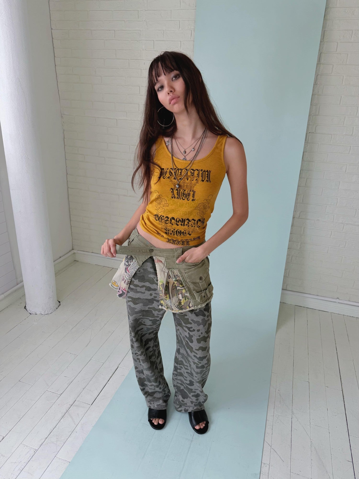 FULLTIDE Distressed Letter Print Punk Women&