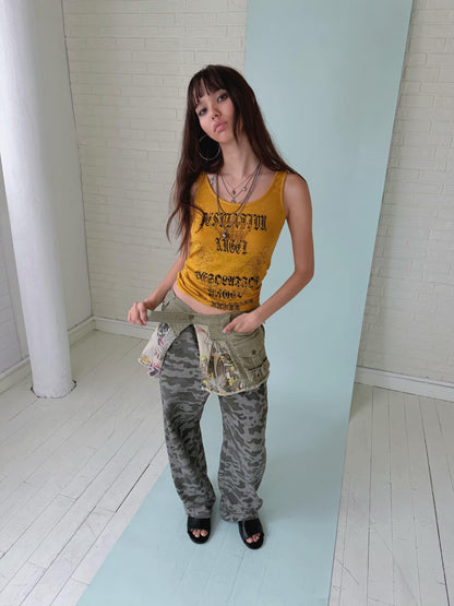FULLTIDE Distressed Letter Print Punk Women&