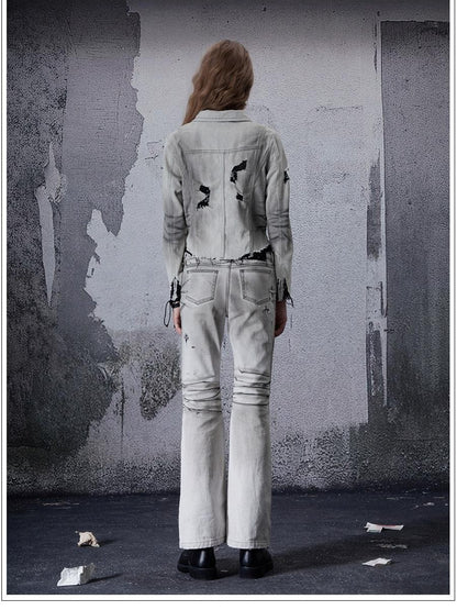 FULLTIDE Distressed Washed Frayed Hem Punk Women&