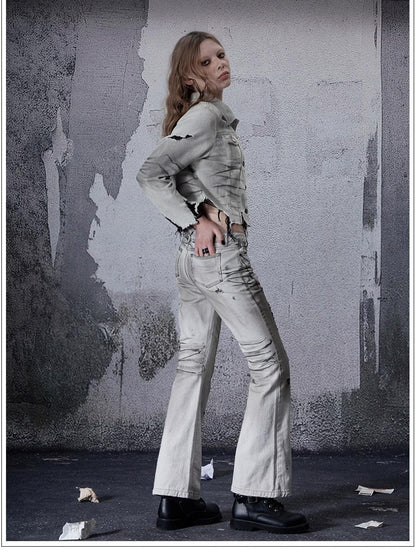 FULLTIDE Distressed Washed Frayed Hem Punk Women&