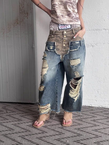 FULLTIDE_Durable_Deconstructed_Patchwork_Low_Waist_Ripped_Camo_Denim_Relaxed_Button_Jeans_MISSTT
