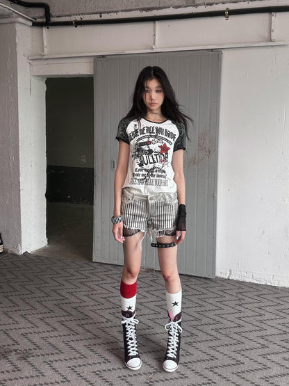 FULLTIDE Durable Denim Low Waist Zipper Light Wash Dirty White Young Women Mini Skirt