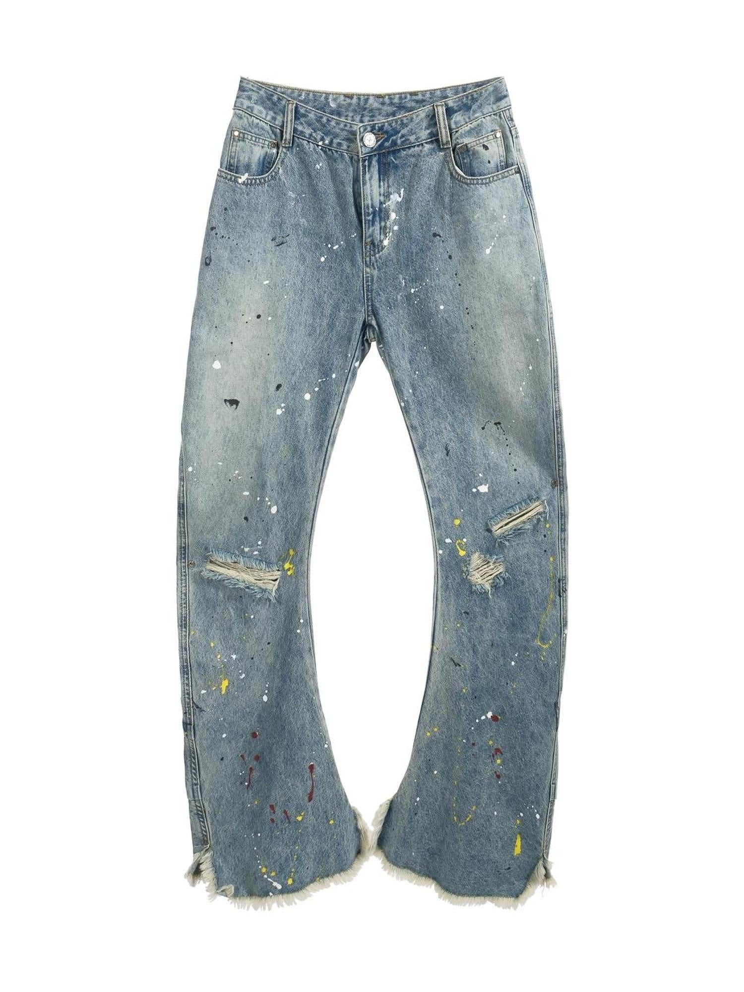 FULLTIDE Durable Stretch Natural Waist Wide Leg Zip Fly Women Light Blue Denim Pants