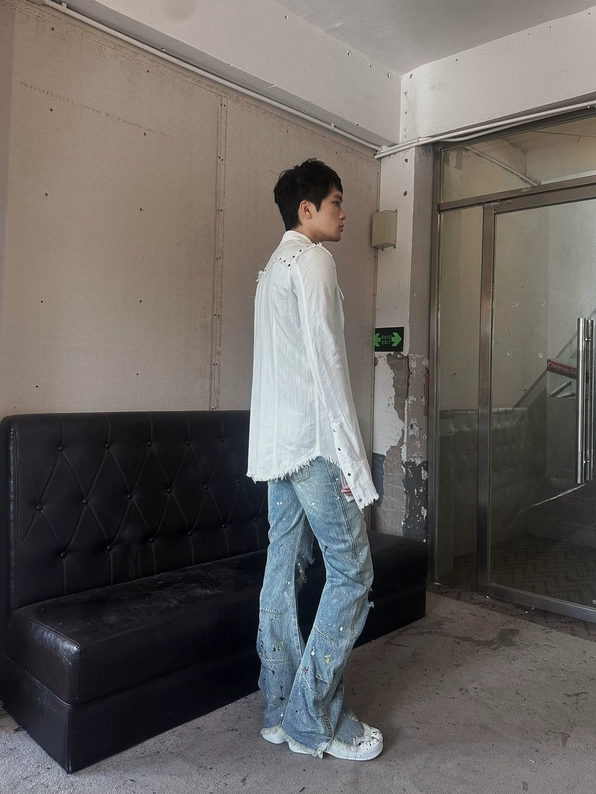 FULLTIDE Durable Stretch Natural Waist Wide Leg Zip Fly Women Light Blue Denim Pants