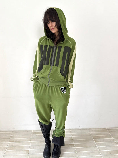 FULLTIDE Embroidered Badge Cracked Velvet Colorblock Women&
