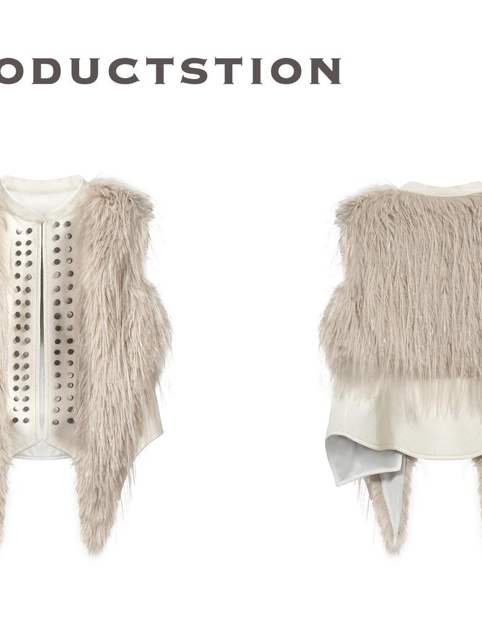 FULLTIDE Faux Fur Riveted Distressed Gradient Applique Women&