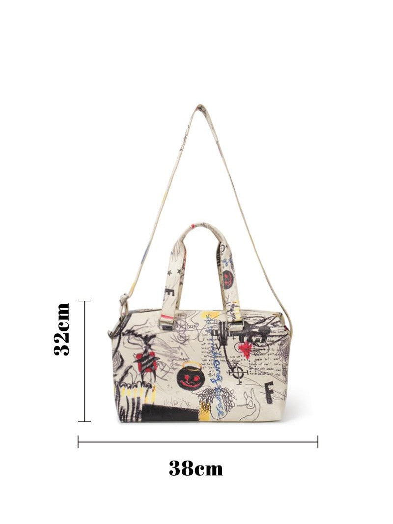 FULLTIDE Graffiti Vintage Distressed Belt Print Women&
