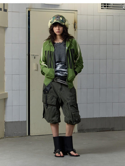 FULLTIDE Green Velvet Letter Print Colorblock Women&