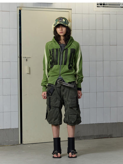 FULLTIDE Green Velvet Letter Print Colorblock Women&