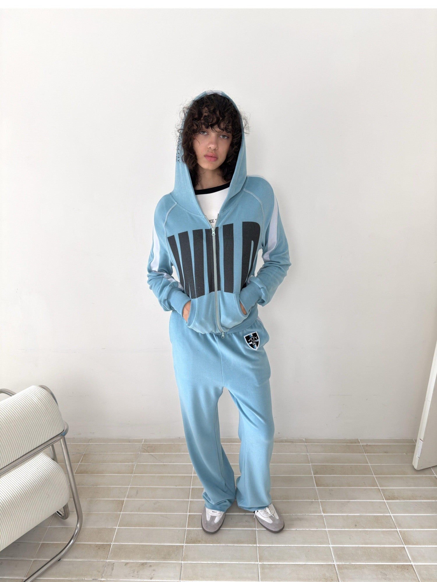 FULLTIDE Green Velvet Letter Print Colorblock Women&