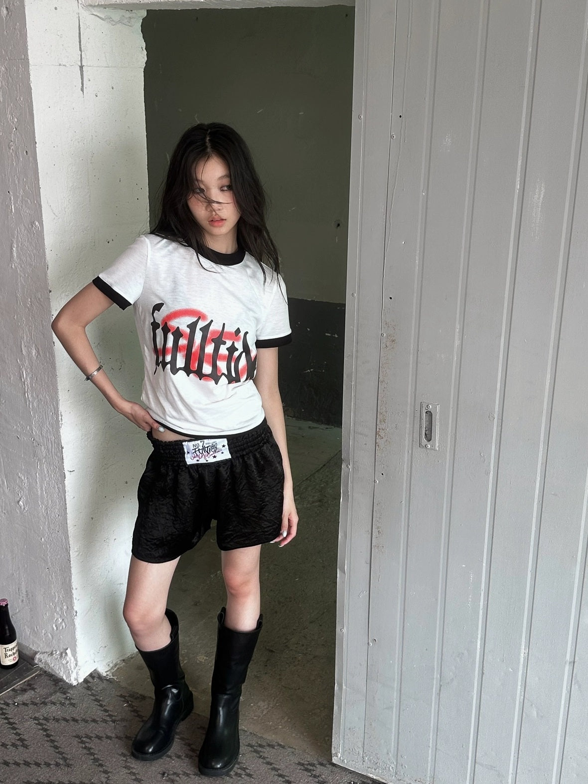 FULLTIDE Hot Girl Cropped Round Neck Short Sleeve 100 Percent Cotton Women T-Shirt