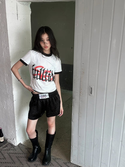 FULLTIDE Hot Girl Cropped Round Neck Short Sleeve 100 Percent Cotton Women T-Shirt