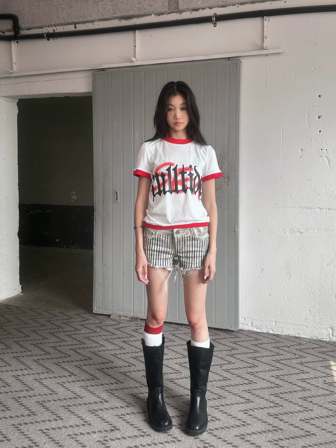 FULLTIDE Hot Girl Cropped Round Neck Short Sleeve 100 Percent Cotton Women T-Shirt