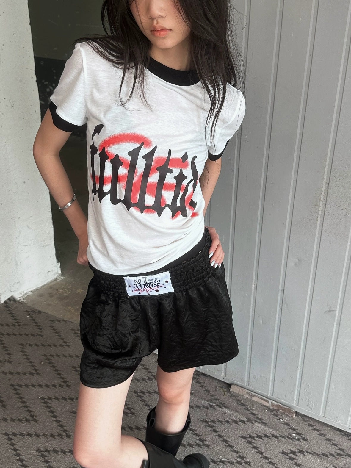 FULLTIDE Hot Girl Cropped Round Neck Short Sleeve 100 Percent Cotton Women T-Shirt