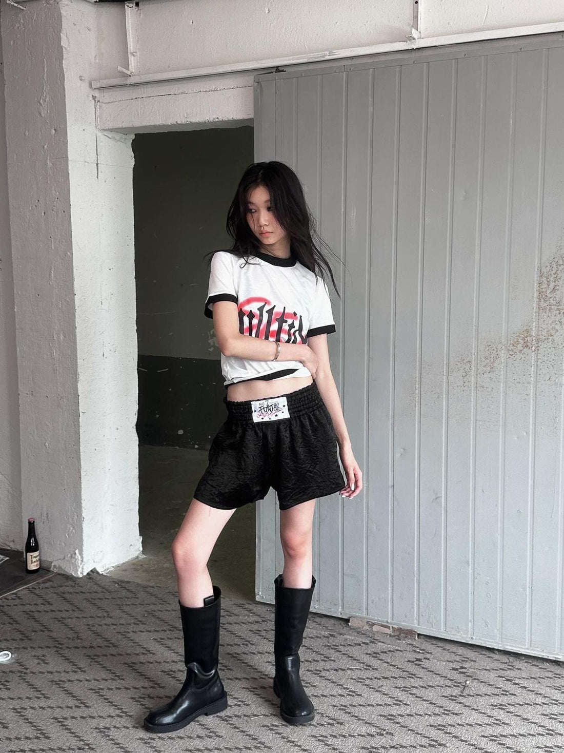 FULLTIDE Hot Girl Cropped Round Neck Short Sleeve 100 Percent Cotton Women T-Shirt