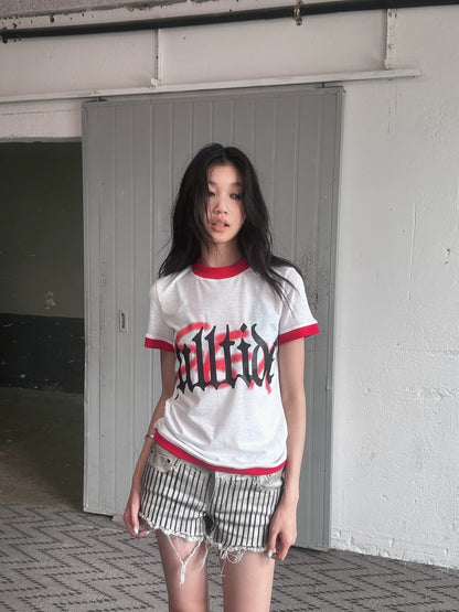 FULLTIDE Hot Girl Cropped Round Neck Short Sleeve 100 Percent Cotton Women T-Shirt