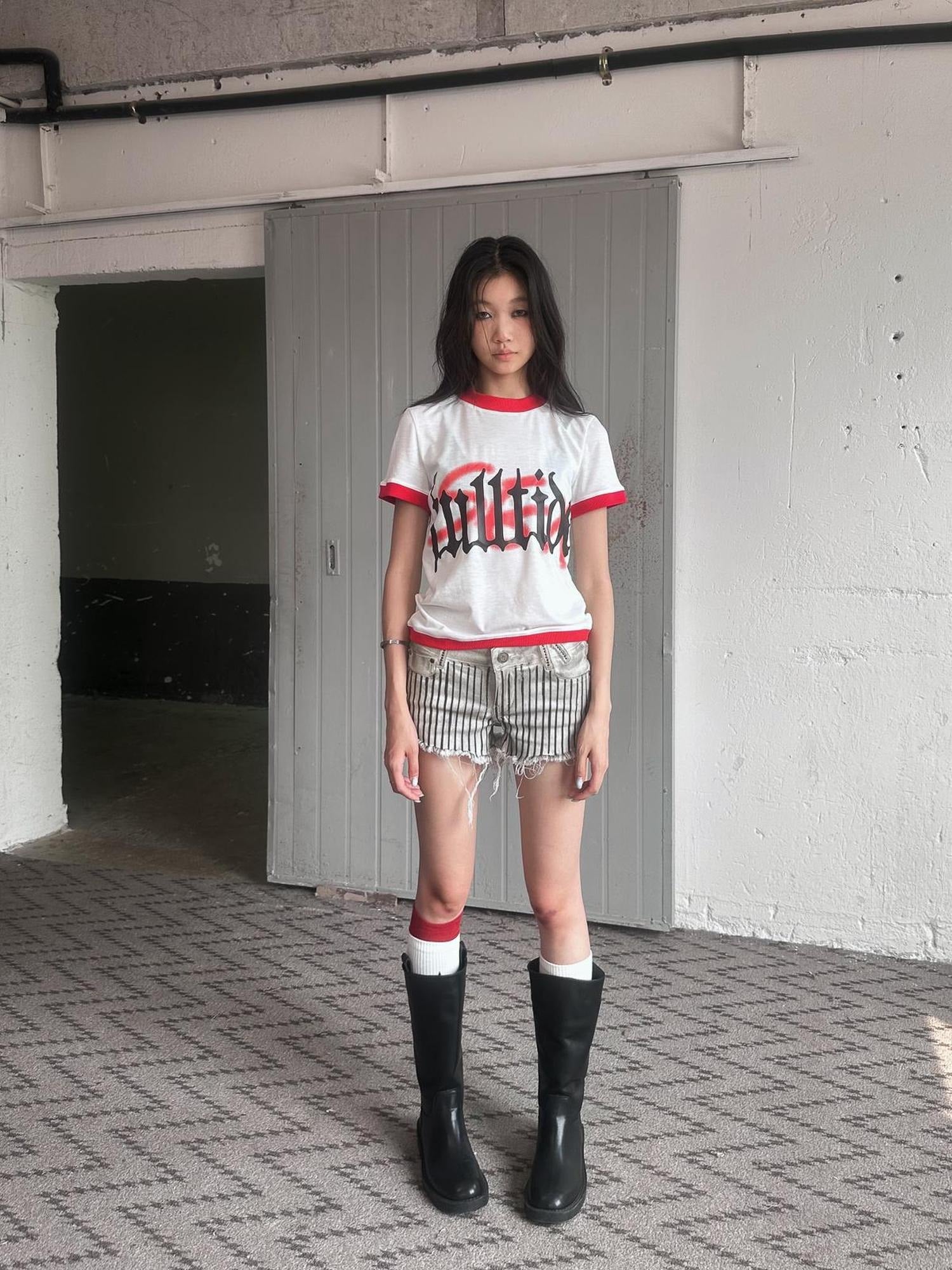 FULLTIDE Hot Girl Cropped Round Neck Short Sleeve 100 Percent Cotton Women T-Shirt