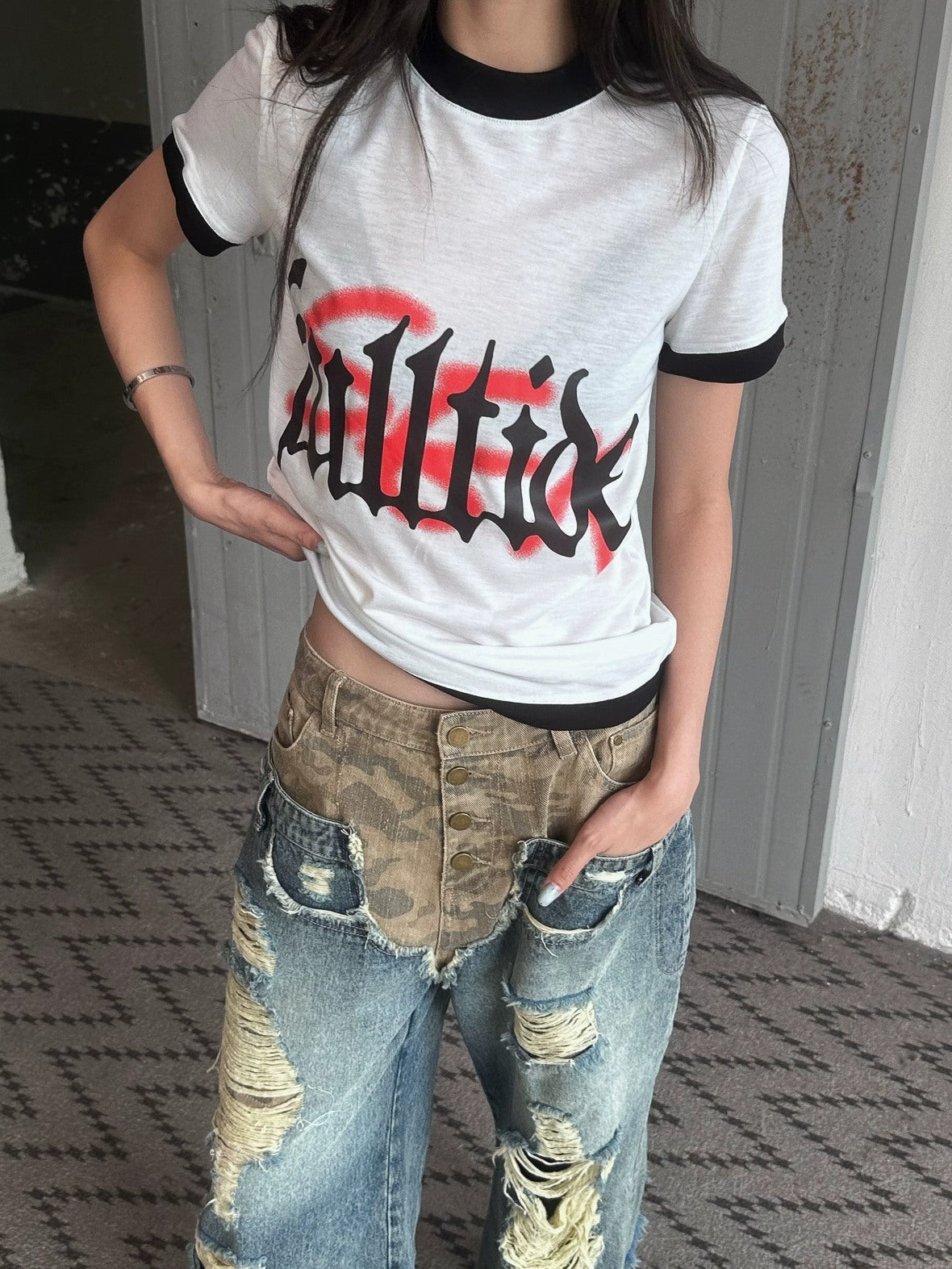 FULLTIDE Hot Girl Cropped Round Neck Short Sleeve 100 Percent Cotton Women T-Shirt