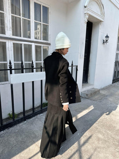 FULLTIDE Hourglass Bike Collar Double Breasted Peak Lapel Women&