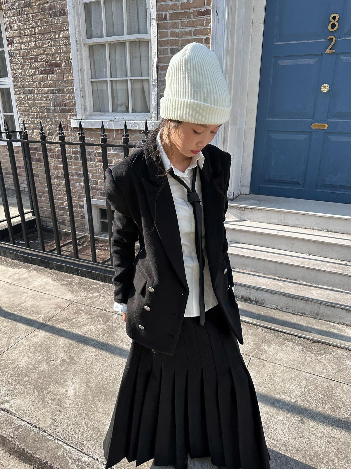 FULLTIDE Hourglass Bike Collar Double Breasted Peak Lapel Women&