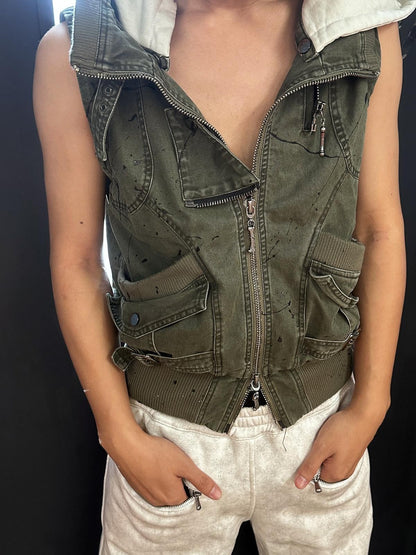 FULLTIDE Ink Wash Two Way Removable Sleeves And Hood Women&