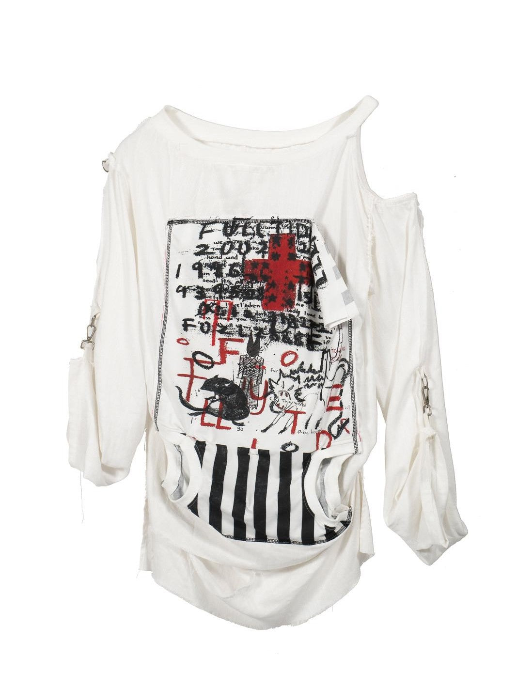 FULLTIDE Ivory Deconstructed Print One Shoulder Women&