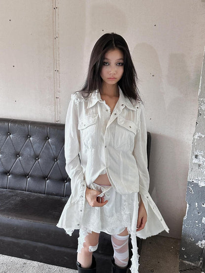 FULLTIDE Ivory Lace Splice Low Waist Detachable Panel Women&