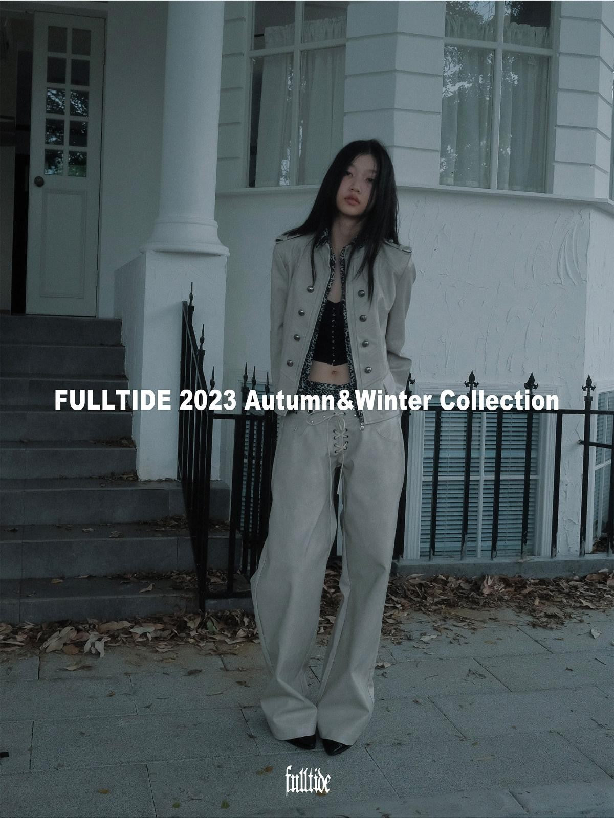 FULLTIDE Leopard Patchwork Distressed Zipper Double Waist Women&