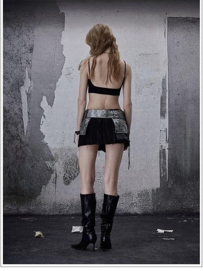 FULLTIDE Leopard Print Punk Vintage Sexy Low Rise A Line Women&