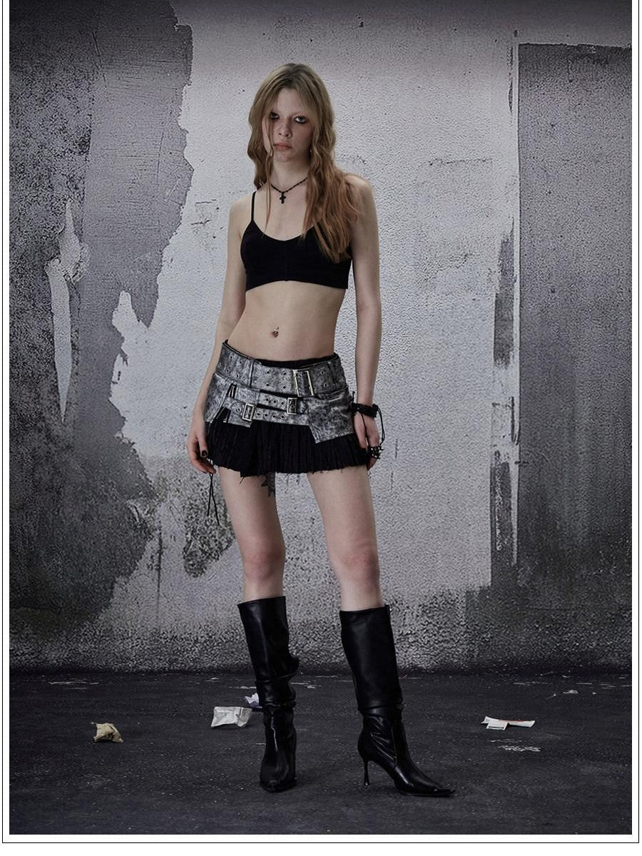 FULLTIDE Leopard Print Punk Vintage Sexy Low Rise A Line Women&