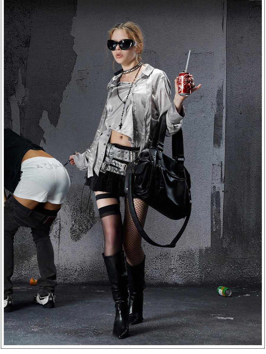 FULLTIDE Leopard Print Punk Vintage Sexy Low Rise A Line Women&