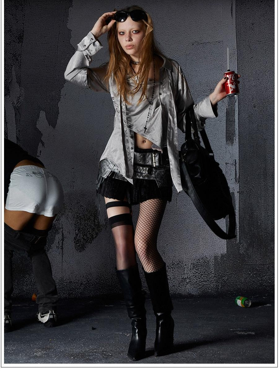 FULLTIDE Leopard Print Punk Vintage Sexy Low Rise A Line Women&