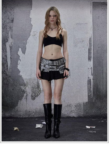FULLTIDE Leopard Print Punk Vintage Sexy Low Rise A Line Women&