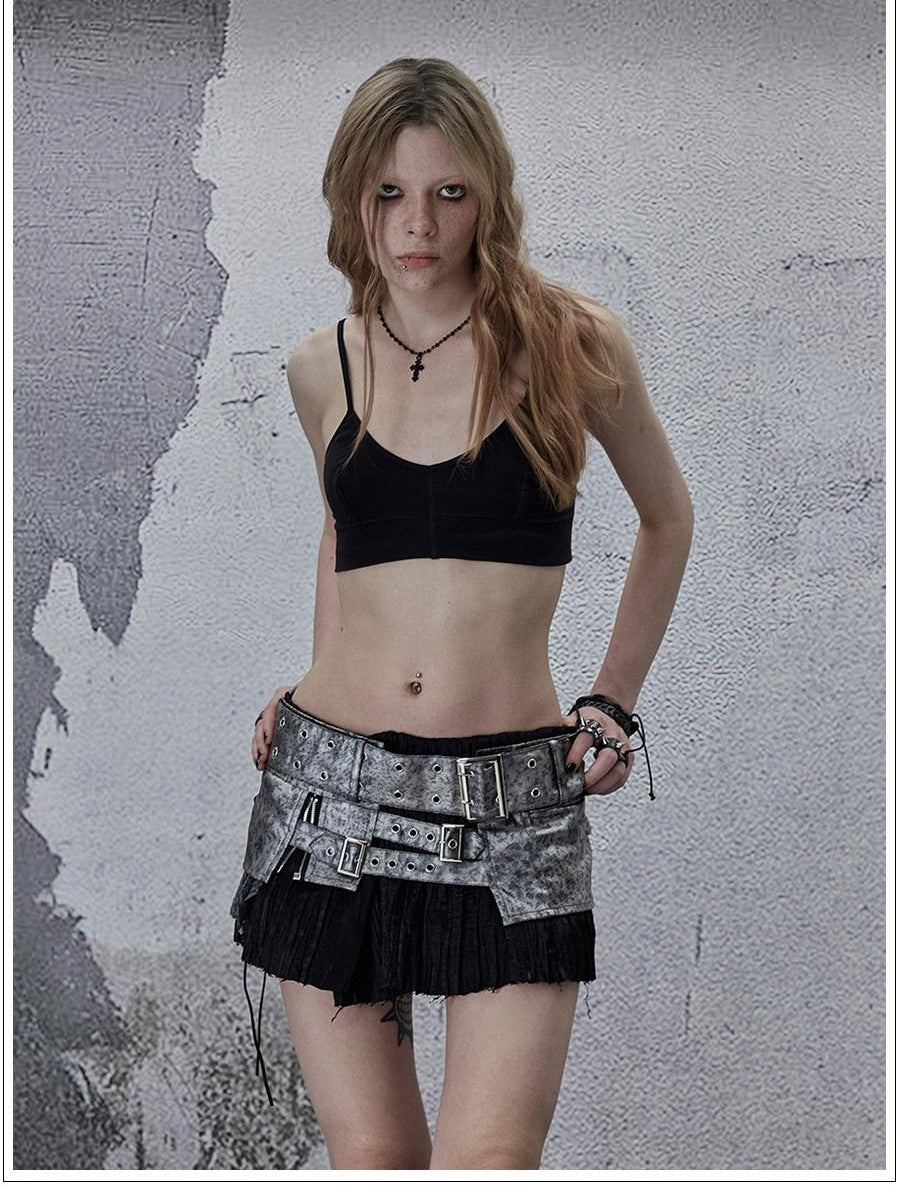 FULLTIDE Leopard Print Punk Vintage Sexy Low Rise A Line Women&