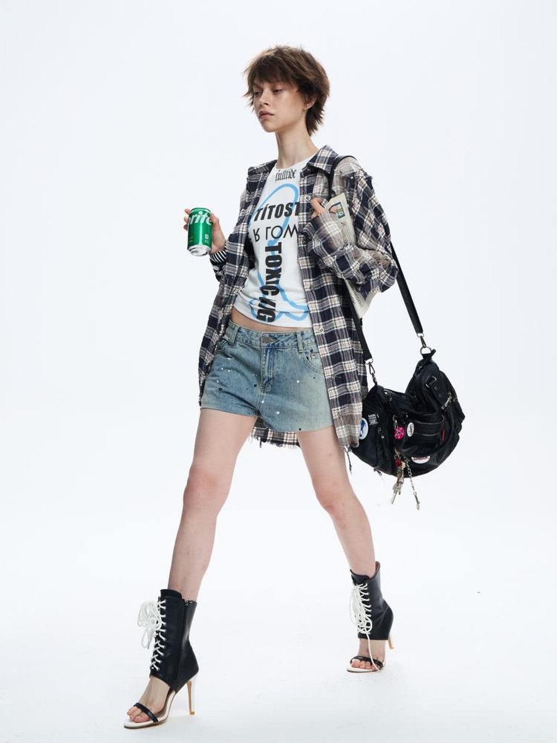 FULLTIDE Light Blue Denim Casual Loose Wide Leg Low Rise Zip Fly Women Shorts