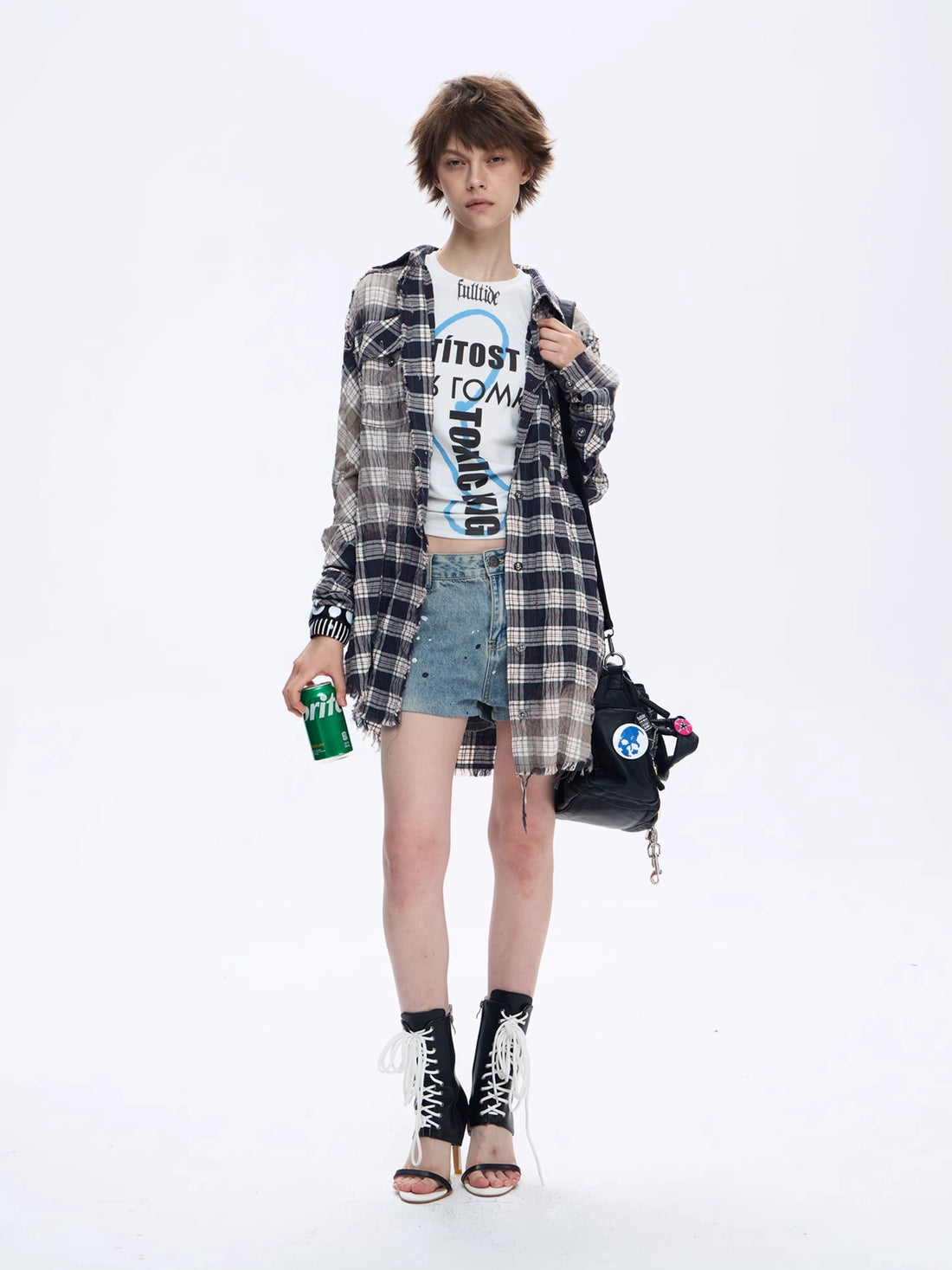 FULLTIDE Light Blue Denim Casual Loose Wide Leg Low Rise Zip Fly Women Shorts