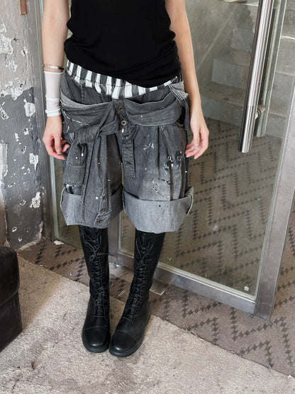 FULLTIDE Lightweight Low Rise Wide Leg Cropped Dark Stretch Cotton Denim Women Jeans