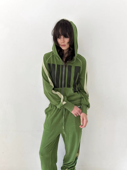 FULLTIDE Loose Colorblock Zip Hooded Streetwear Women Viscose Blend Hoodies